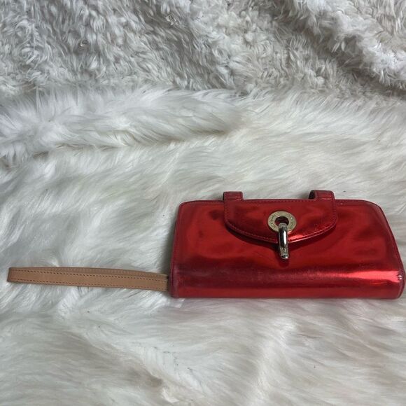 Kate Spade patent leather Red bifold wallet with silver tone hardwares . - Picture 6 of 13